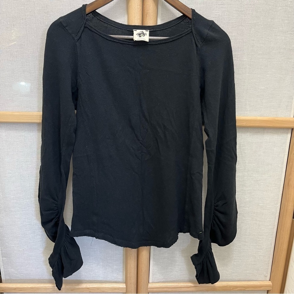 Free People Black Long Sleeve Cotton Shirt Size L